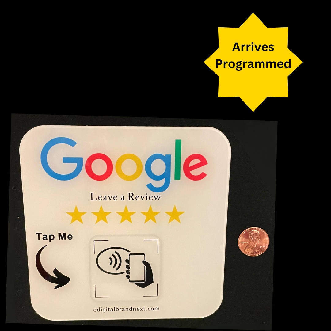 π Boost Your Ratings β eDigitalBrandNext 5x5" White Google Review Prompt Plate π