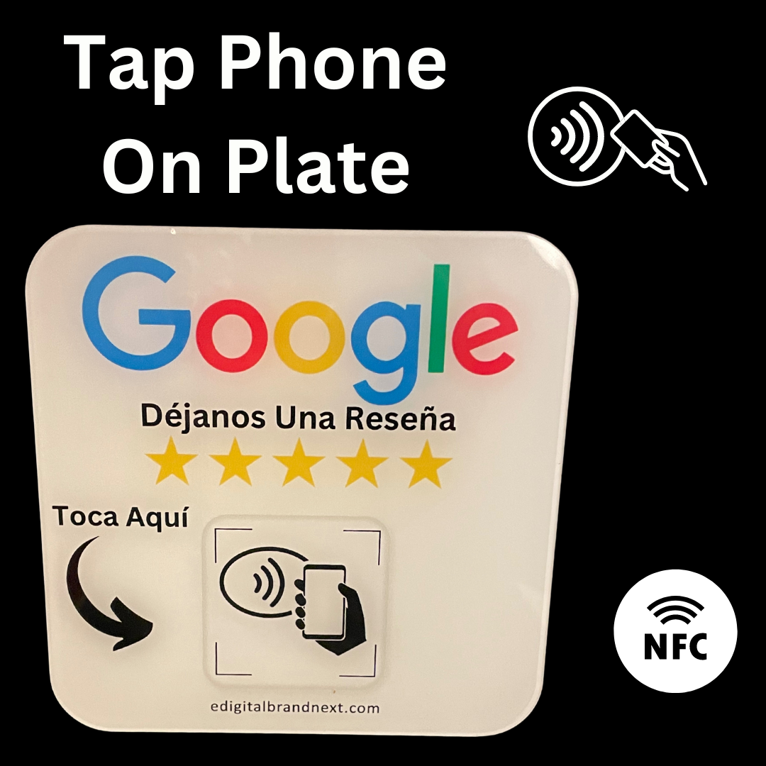 Spanish Version β Boost Your Ratings: White Google Review Prompt Plate β