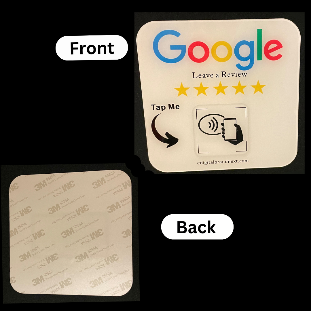π Boost Your Ratings β eDigitalBrandNext 5x5" White Google Review Prompt Plate π