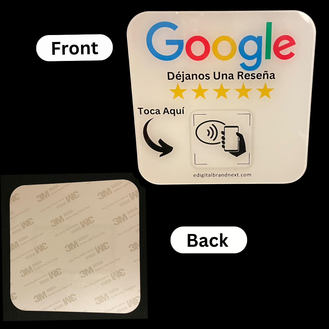 Spanish Version β Boost Your Ratings: White Google Review Prompt Plate β