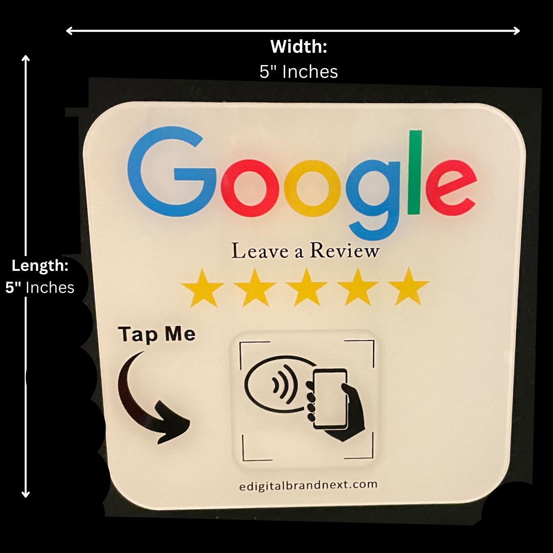 π Boost Your Ratings β eDigitalBrandNext 5x5" White Google Review Prompt Plate π