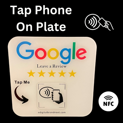 🌟 Boost Your Ratings – eDigitalBrandNext 5x5" White Google Review Prompt Plate 🌟