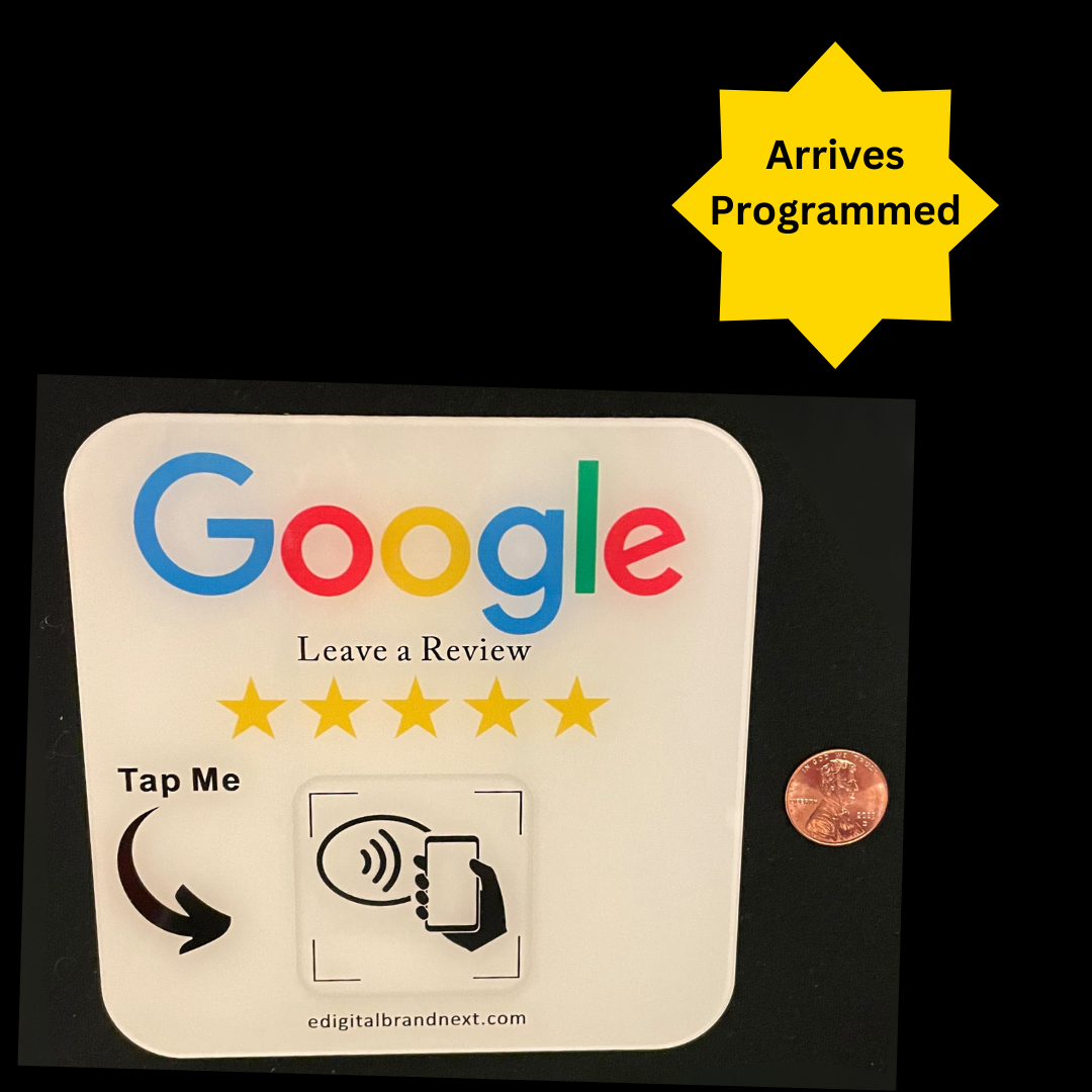 🌟 Boost Your Ratings – eDigitalBrandNext 5x5" White Google Review Prompt Plate 🌟