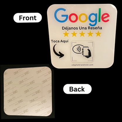 Spanish Version ⭐ Boost Your Ratings: White Google Review Prompt Plate ⭐