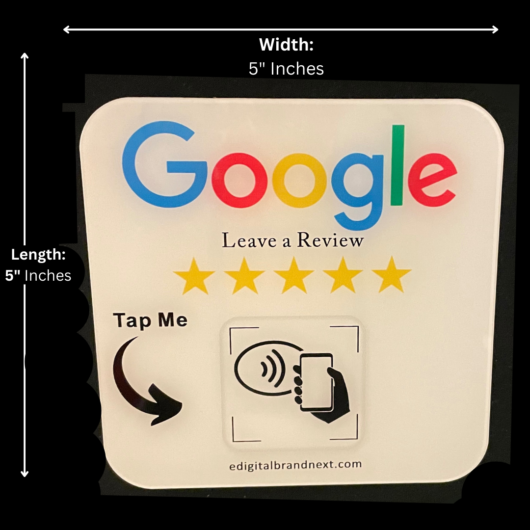 🌟 Boost Your Ratings – eDigitalBrandNext 5x5" White Google Review Prompt Plate 🌟