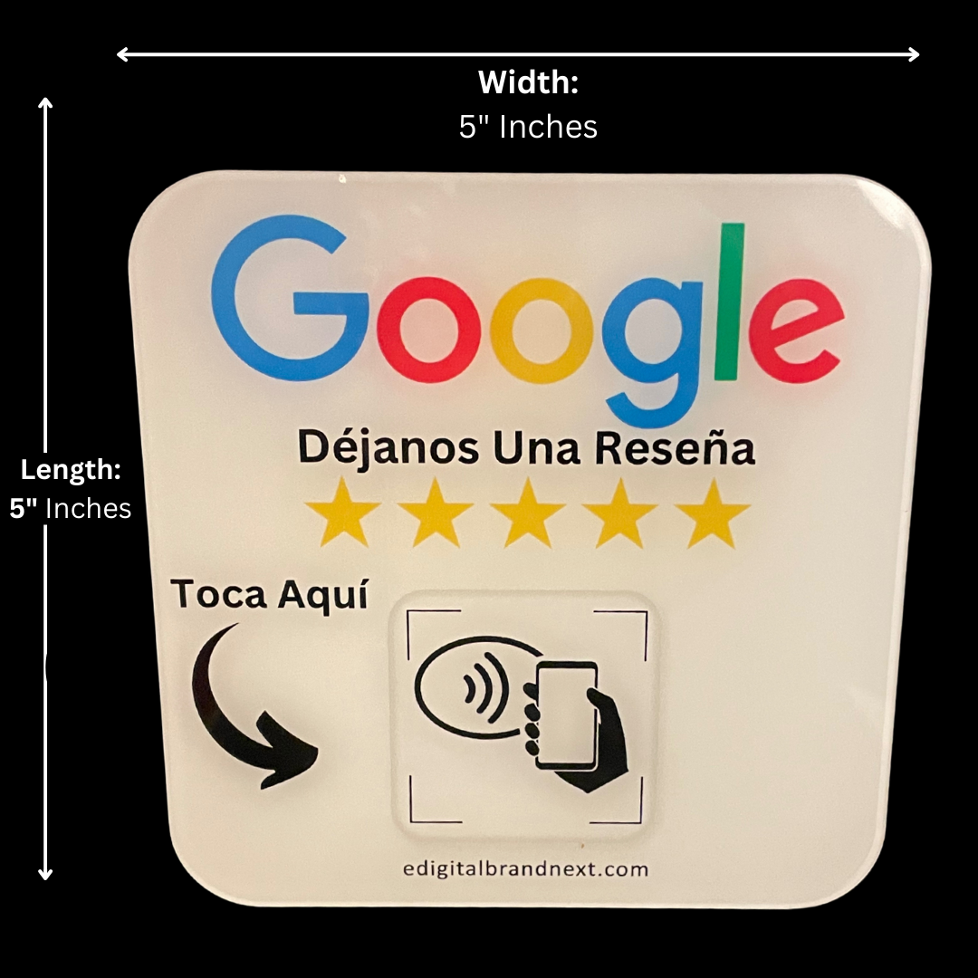 Spanish Version ⭐ Boost Your Ratings: White Google Review Prompt Plate ⭐