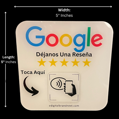 Spanish Version ⭐ Boost Your Ratings: White Google Review Prompt Plate ⭐